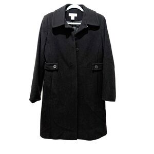 Preston & York 100%wool long basic Black Trench Coat‎ 10